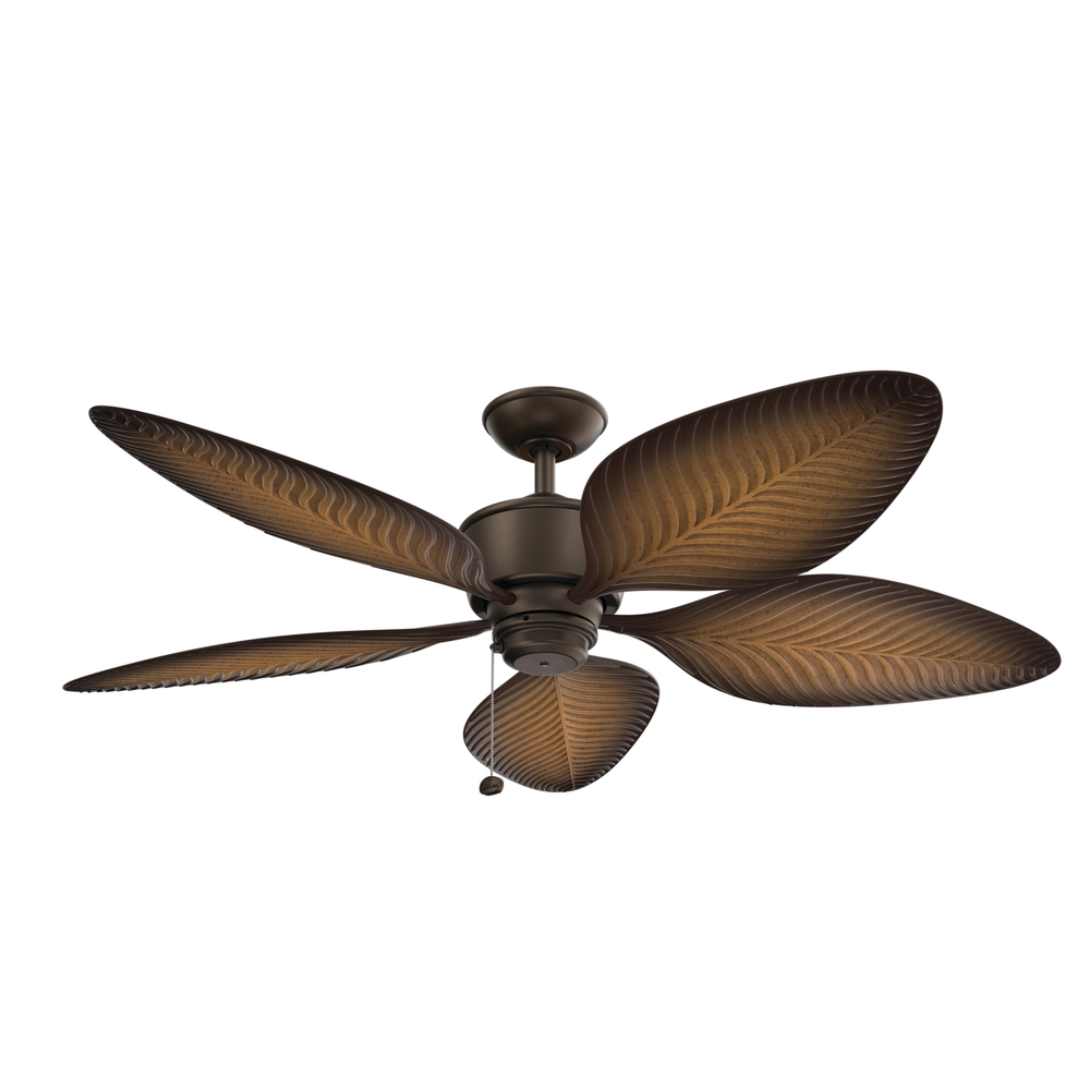 56" Nani 5 Blade Weather+ Outdoor Ceiling Fan in Satin Natural Bronze and Ivory with Walnut Blad