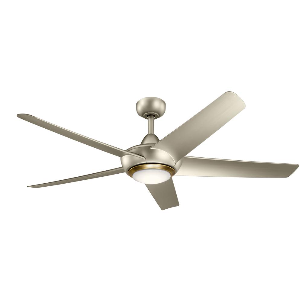 Kapono 52 inch LED Ceiling Fan in Nickel with Frosted White Polycarbonate Lens