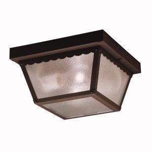 9.25" 2 Light Outdoor Flush Mount with Clear Textured Glass in Black