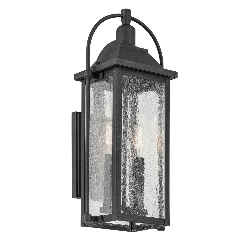 Harbor Row 18.5" 2-Light Outdoor Wall Light with Clear Seeded Glass in Textured Black