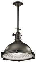 Kichler 2682OZ - Hatteras Bay 16" 1 Light Pendant with Clear Fresnel Lens in Olde Bronze