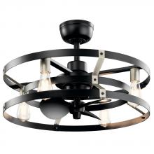 Kichler 300040SBK - Cavelli 25 inch low profile ceiling fan in Satin Black finish with Brushed Nickel accents