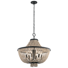 Kichler 43891DBK - Brisbane 24.75" 6 Light Chandelier in Distressed Black with Distressed Antique White Beads