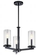 Kichler 43997BK - Crosby 3 Light Convertible Chandelier Black