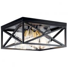 Kichler 44084BK - Moorgate 16" 4 Light Flush Mount with Clear Glass Black