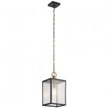 Kichler 59008WZC - Lahden 17.25" 1 LT Outdoor Convertible Pendant/Semi Flush with Clear Seeded Glass in Weathered Z