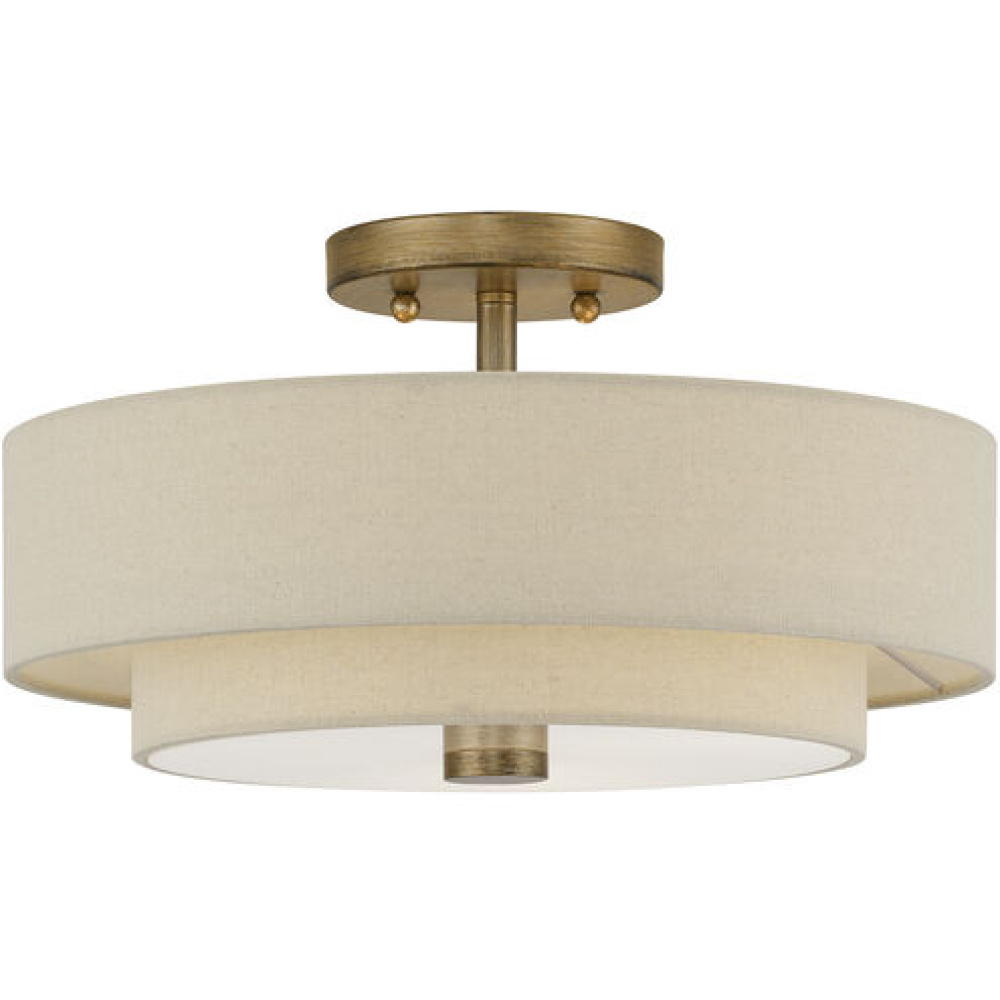 3 Light Bronze Large Semi-Flush