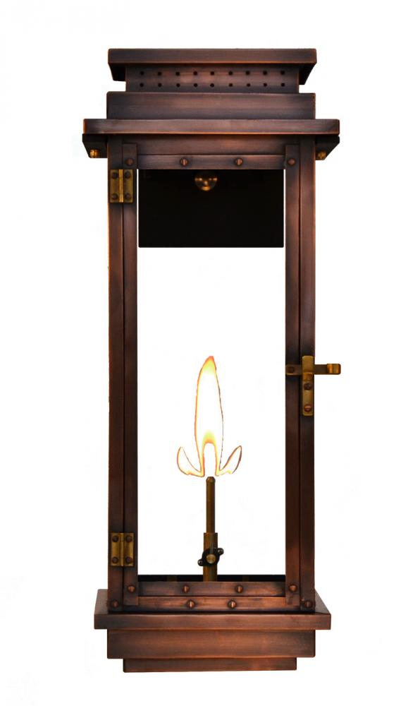 The CopperSmith Contempo 22" Tall Copper Gas Wall Mount Outdoor Light Lantern Sconce