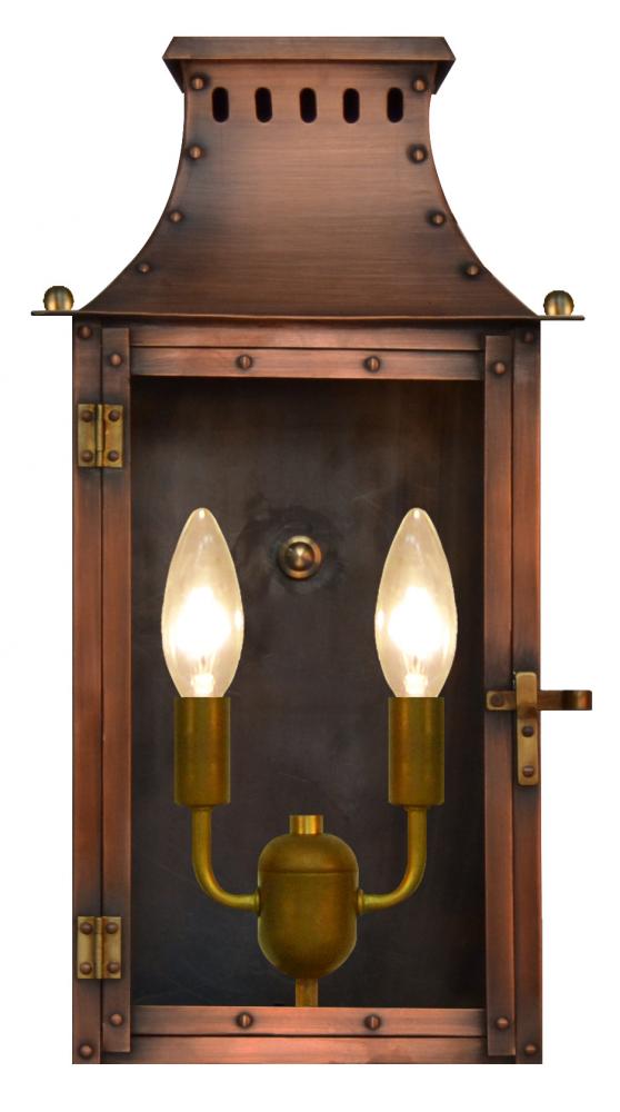The CopperSmith Yorktown 19" Tall Copper Electric Wall Mount Outdoor Light Lantern Sconce