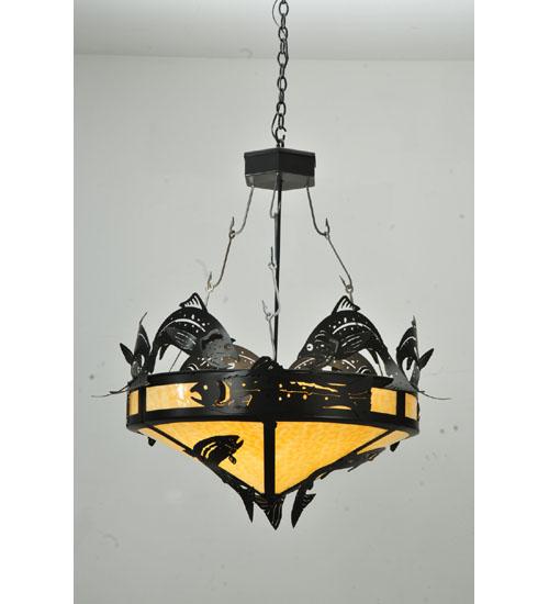 34" Wide Leaping Trout Inverted Pendant