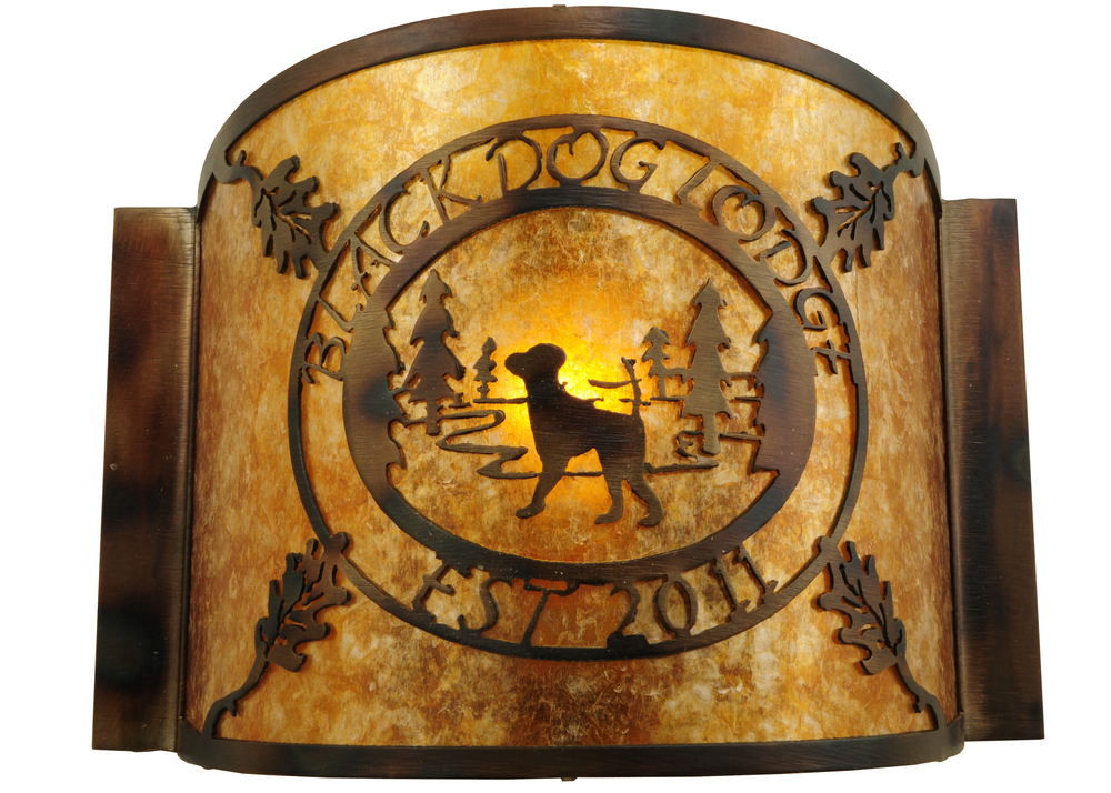 12"W Personalized Black Dog Lodge Wall Sconce