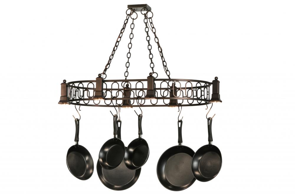 43" Long Revival Deco 6 Light Pot Rack