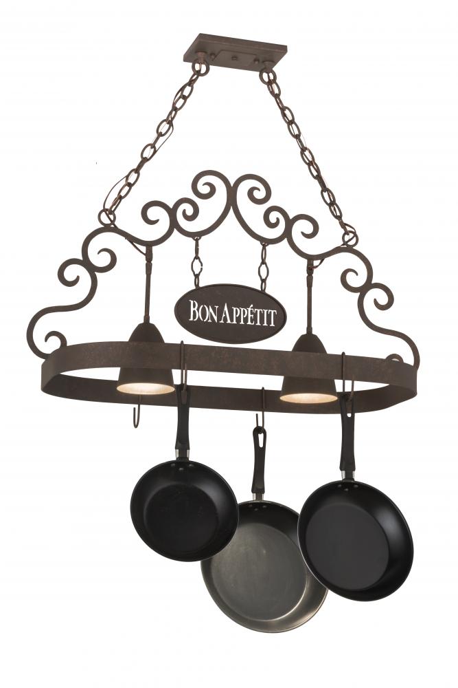 34" Long Bon Appetit 2 Light Pot Rack