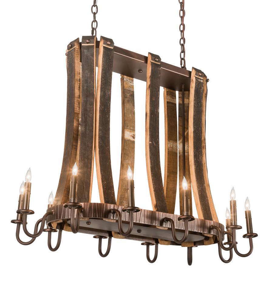 40"L Barrel Stave Madera 12 LT Oblong Chandelier