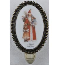Meyda Green 107256 - 3.5" Wide Christmas Father Christmas & Friends Fused Oval Night Light