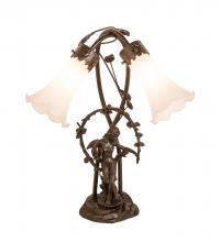 Meyda Green 109504 - 17" High White Tiffany Pond Lily 2 Light Trellis Girl Accent Lamp