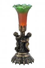 Meyda Green 11009 - 13" High Amber/Green Tiffany Pond Lily Twin Cherub Accent Lamp