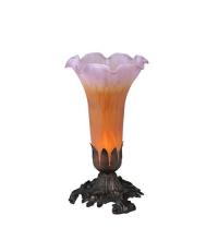 Meyda Green 11295 - 8" High Amber/Purple Tiffany Pond Lily Accent Lamp