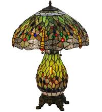 Meyda Green 118845 - 25"H Tiffany Hanginghead Dragonfly Lighted Base Table Lamp