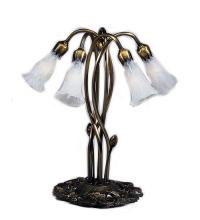 Meyda Green 16545 - 17" High White Tiffany Pond Lily 5 Light Accent Lamp