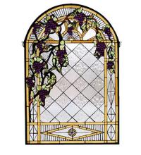 Meyda Green 66048 - 24"W X 36"H Grape Diamond Trellis Stained Glass Window