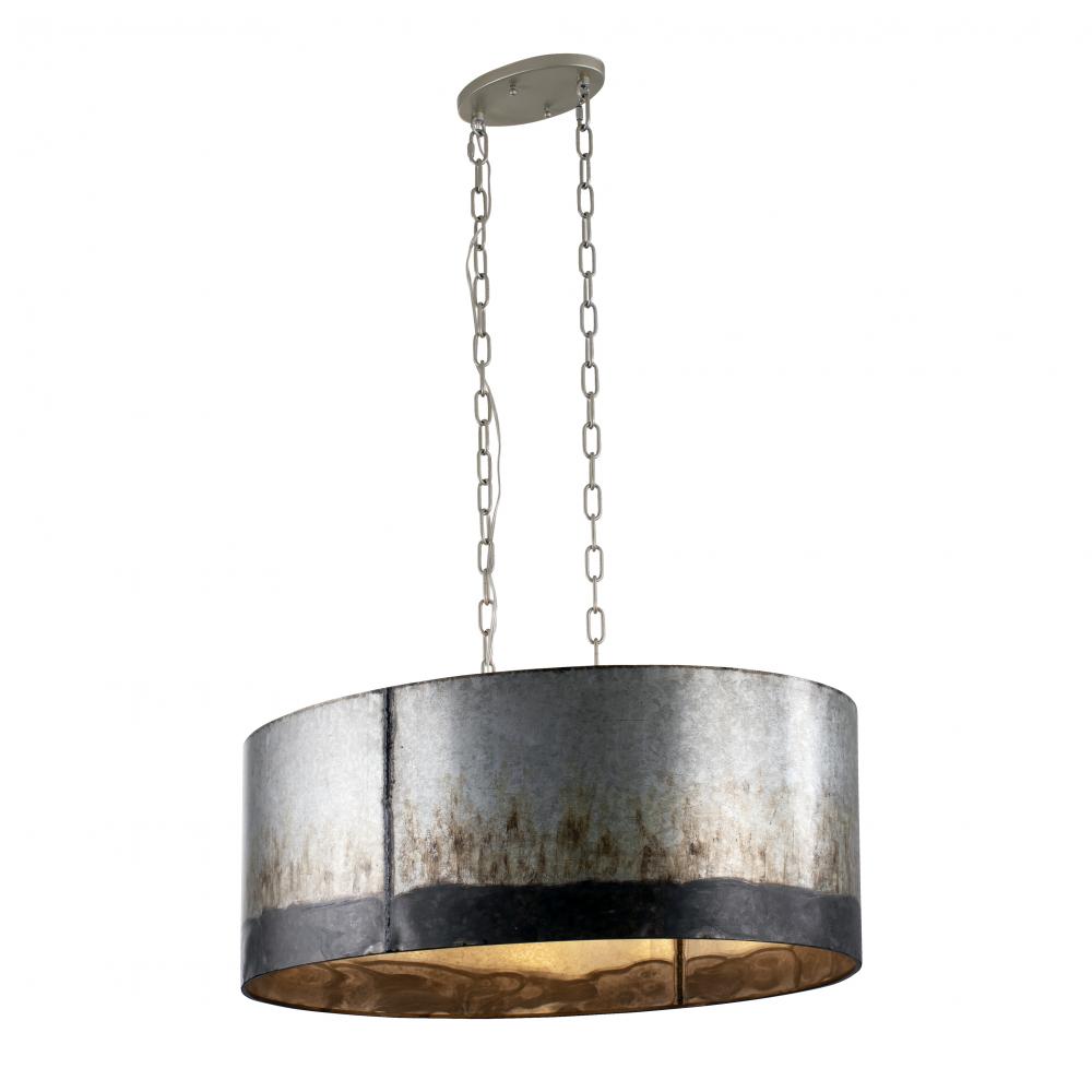 Cannery 6 Light Oval/Linear Pendant - Ombre Galvanized