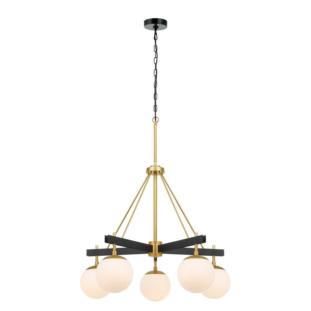 Allie 5 Light Chandelier - Black/Satin Brass