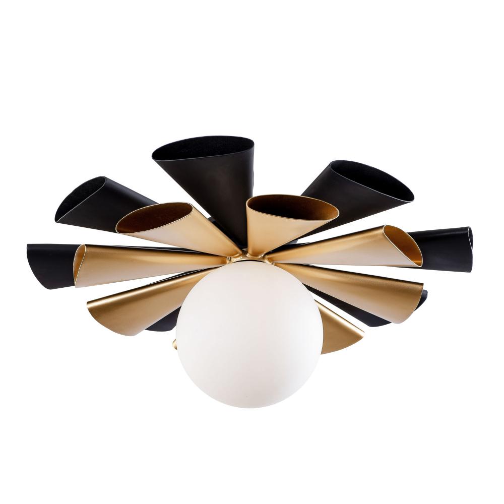 Daphne 1 Light Convertible Flush Mount/Sconce - Matte Black/French Gold