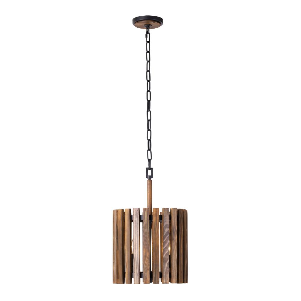 Suratto 2-Lt Pendant - Matte Black/Medium Walnut