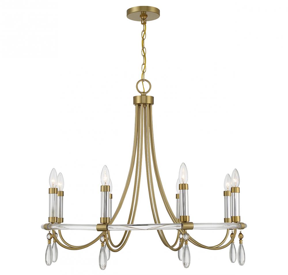 Mayfair 8-Light Chandelier in Warm Brass and Chrome