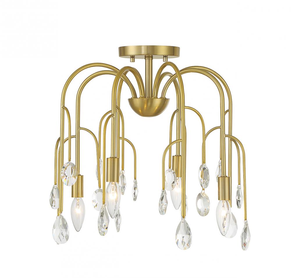 Anholt 4-Light Convertible Semi-Flush or Pendant in Noble Brass