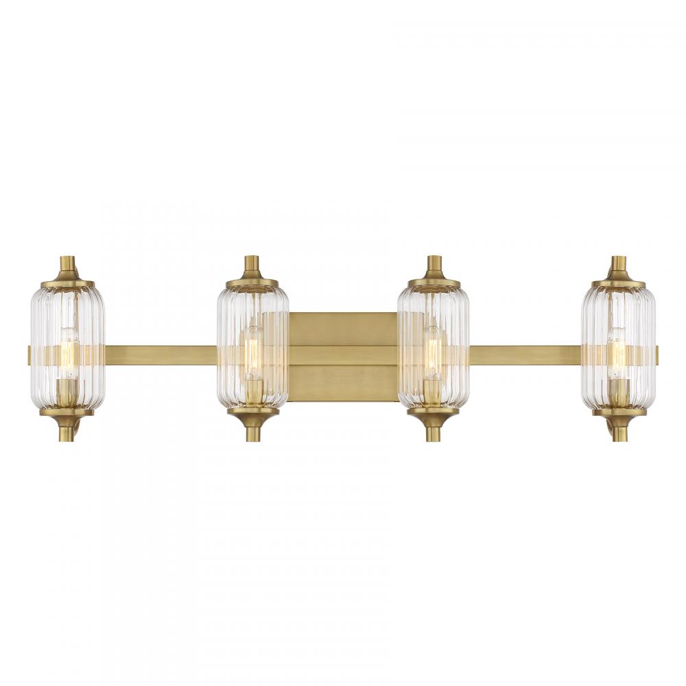 Holton 4-Light Bathroom Vanity Light in Warm Brass