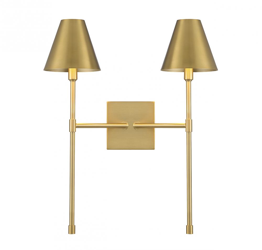 Jefferson 2-Light Wall Sconce in Warm Brass