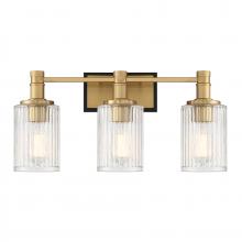Savoy House 8-1102-3-143 - Concord 3-Light Bathroom Vanity Light in Matte Black with Warm Brass