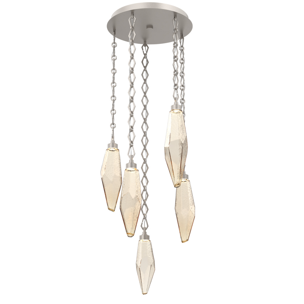 Rock Crystal Round Chain 5pc Multi-Pendant