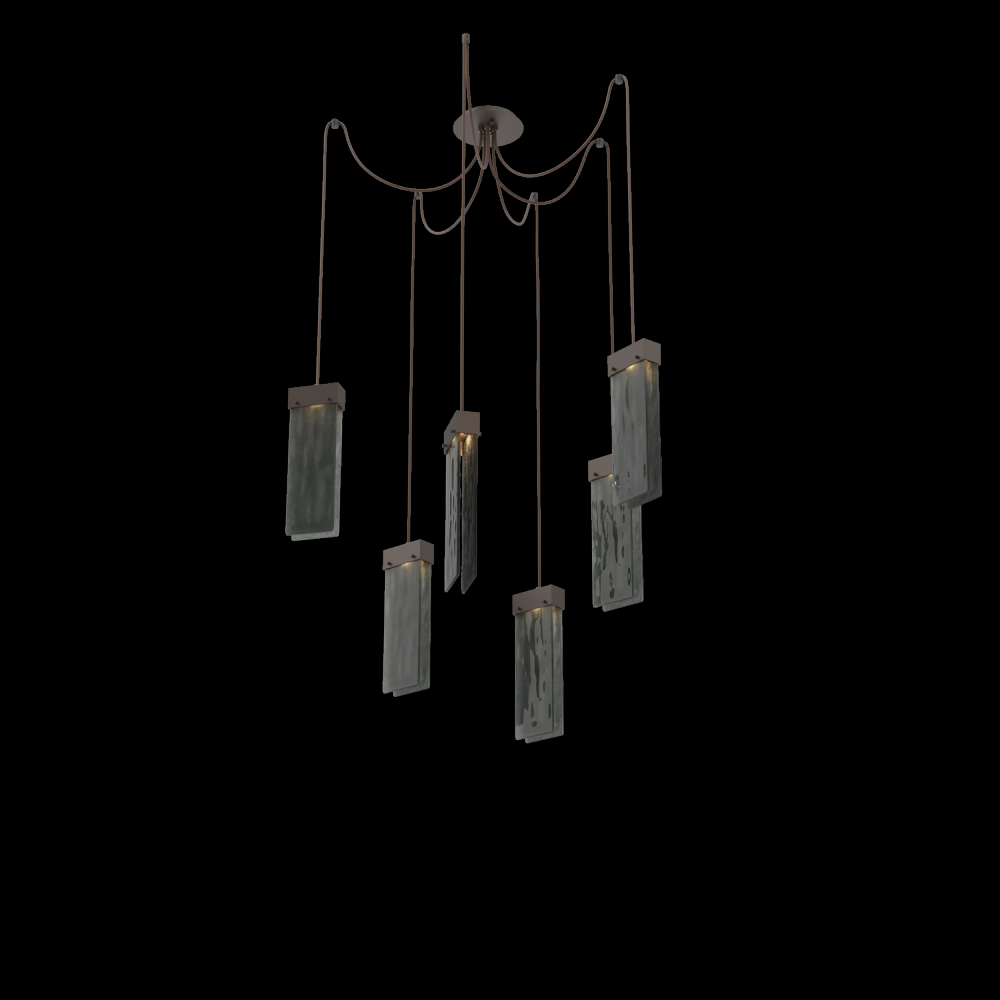 Parallel Glass Round 6pc Swag Multi-Pendant