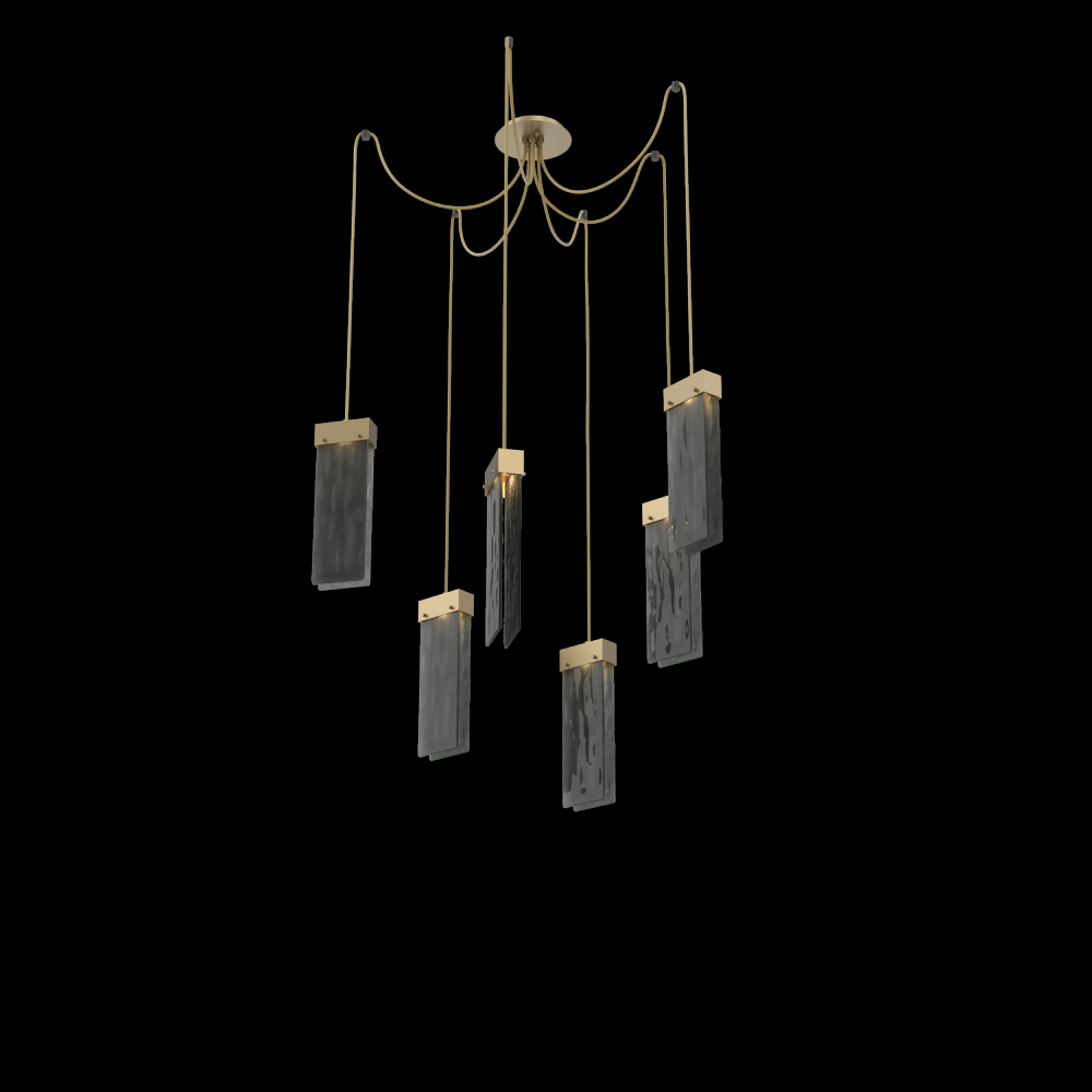 Parallel Glass Round 6pc Swag Multi-Pendant
