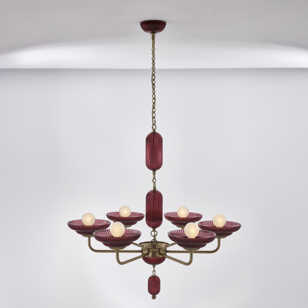 Verde 40 IN Chandelier Magenta Glas
