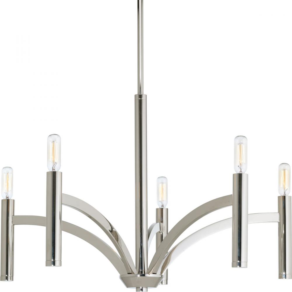 Draper Collection Five-Light Polished Nickel Luxe Chandelier Light