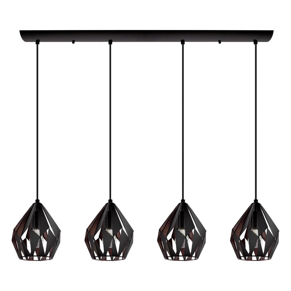 4 LT Linear Pendant w/ Black Finish & Black & Copper Shade