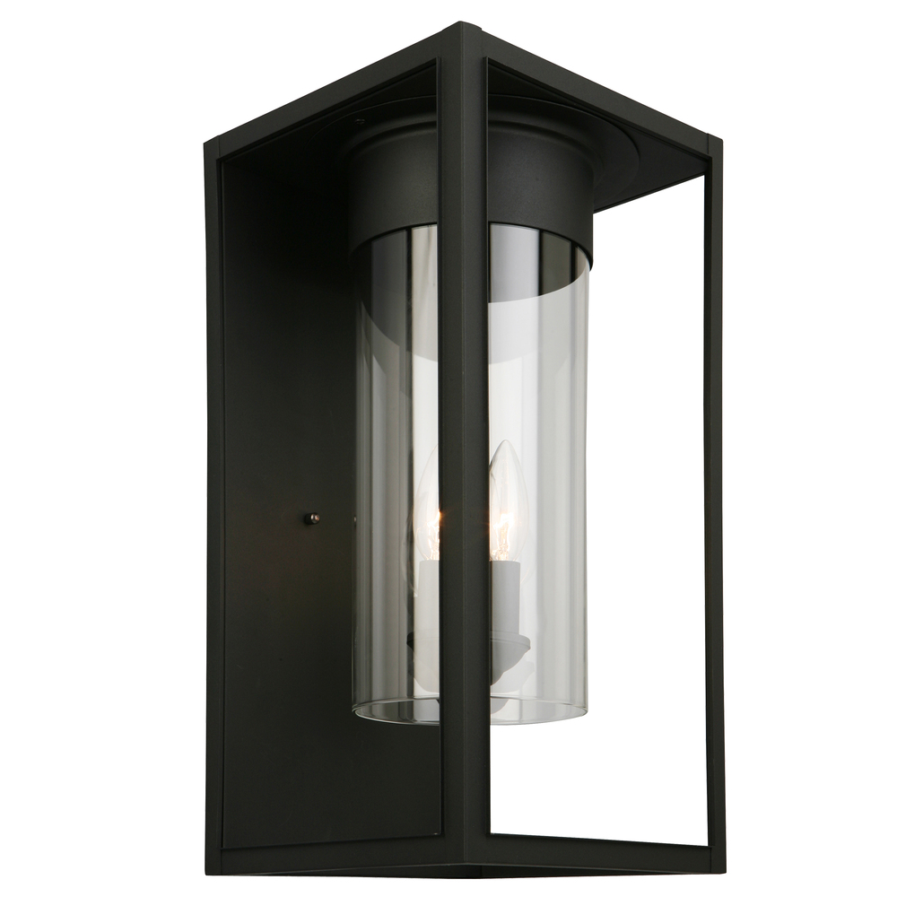 3 LT Outdoor Wall Light w/ Matte Black Finish & Clear Glass Shade