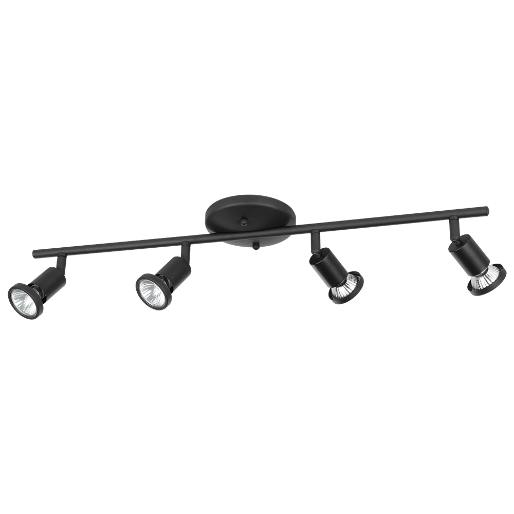 4 LT Fixed Track Light w/ Black Finish & Black Adjustable Lamp Heads
