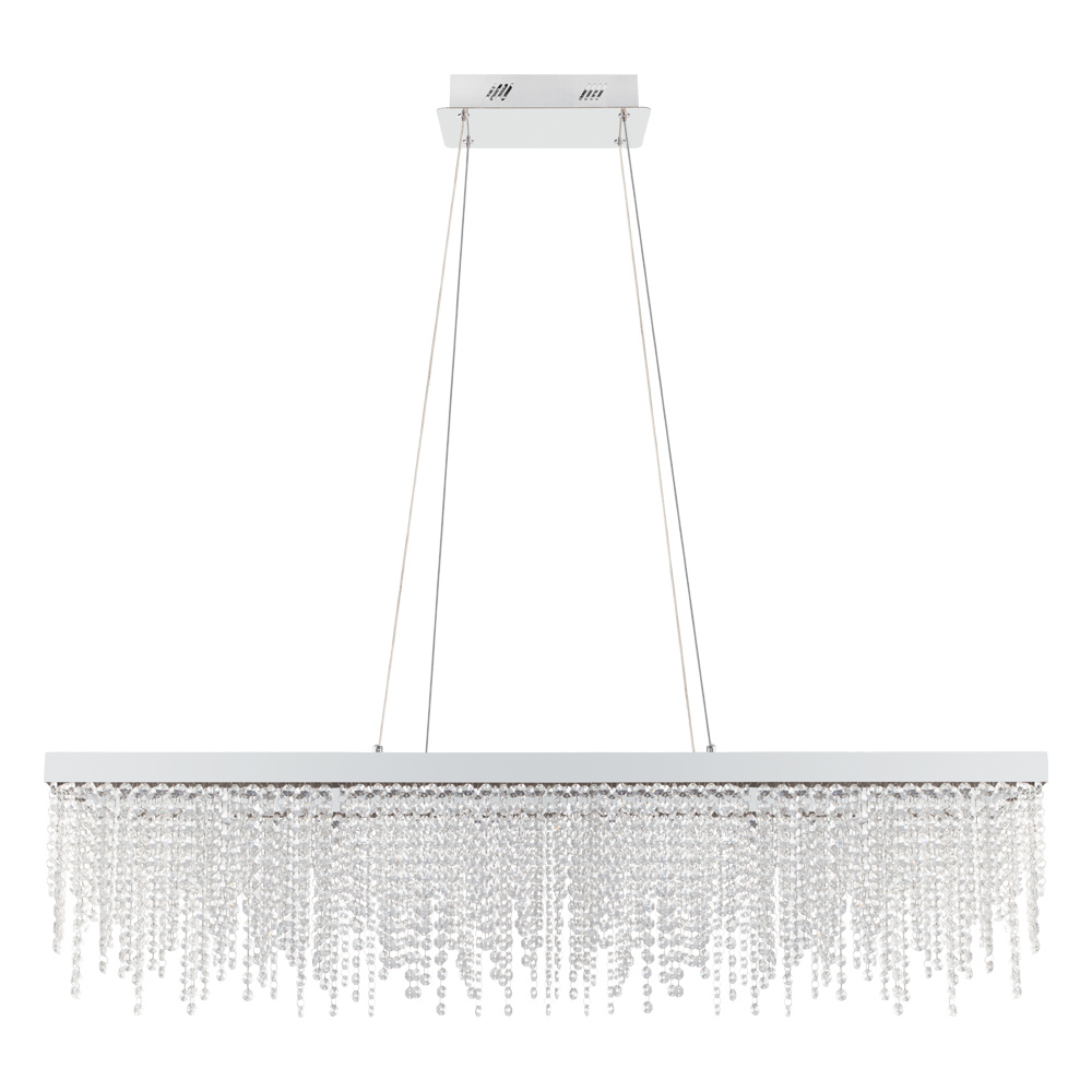 LED Pendant w/ Chrome Finish & Clear Crystal Strands