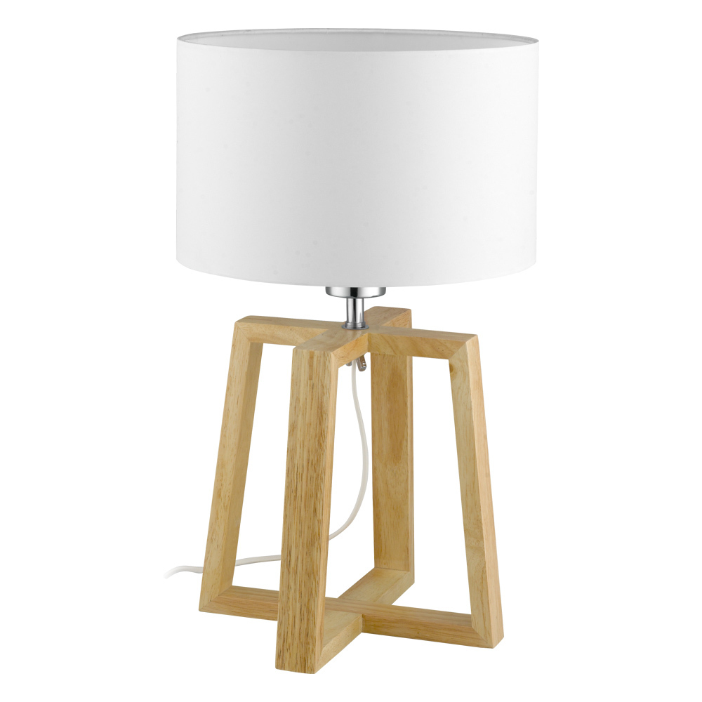 1 LT Table Lamp w/ a Wood Base &  White Fabric Shade