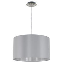 Eglo 31601A - 1 LT Pendant w/ Satin Nickel Finish & Grey & Silver Fabric Shade