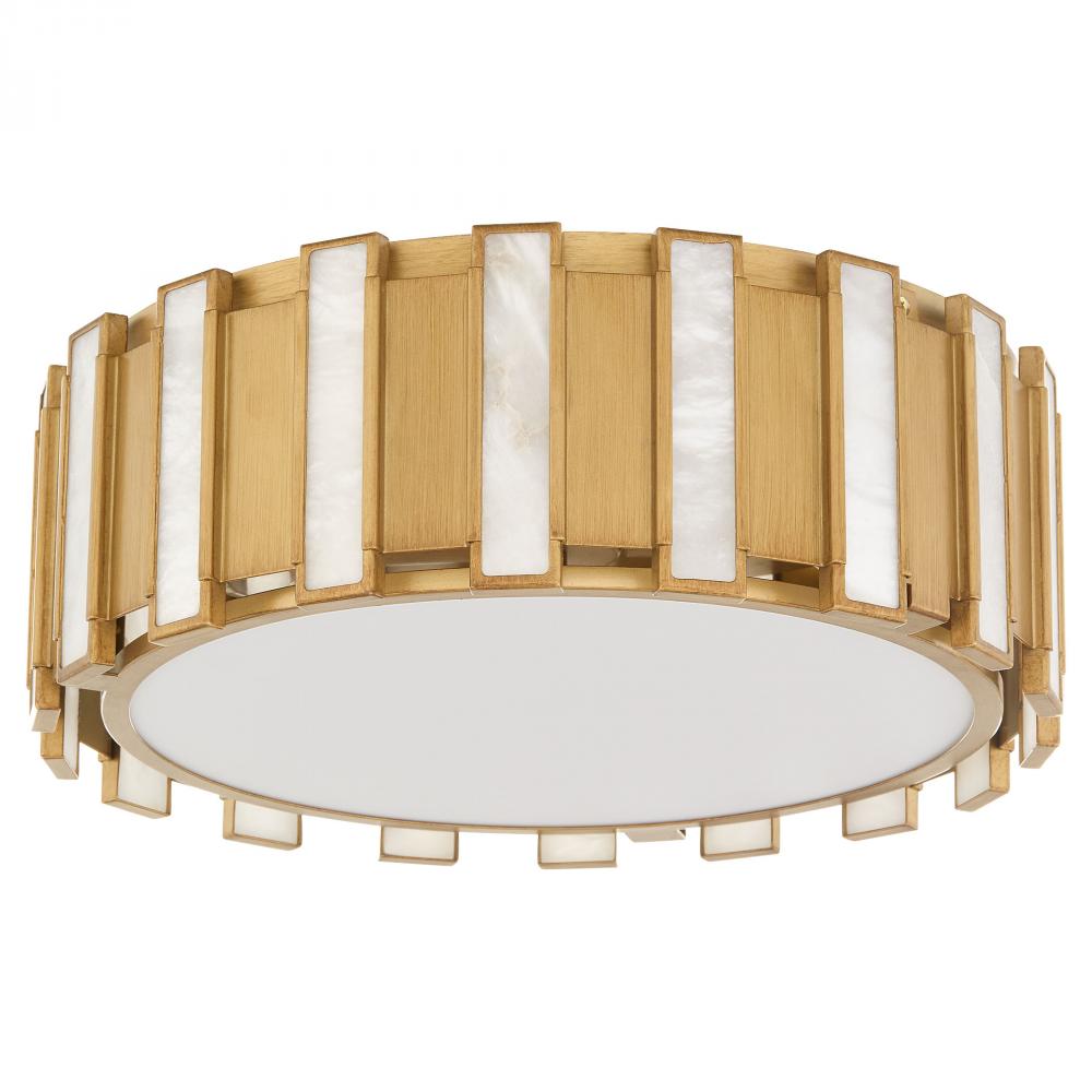 Volterra 4 Light Flush Mount Aged Brass