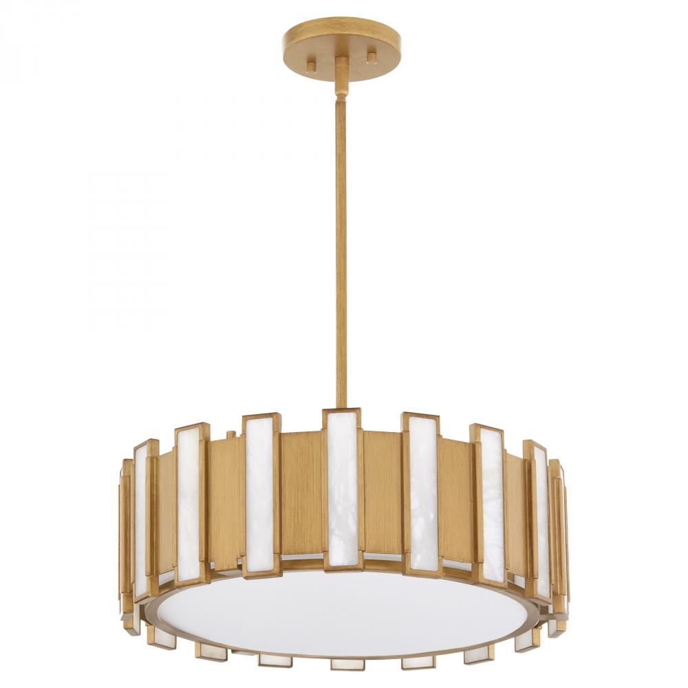 Volterra 4 Light Pendant Aged Brass