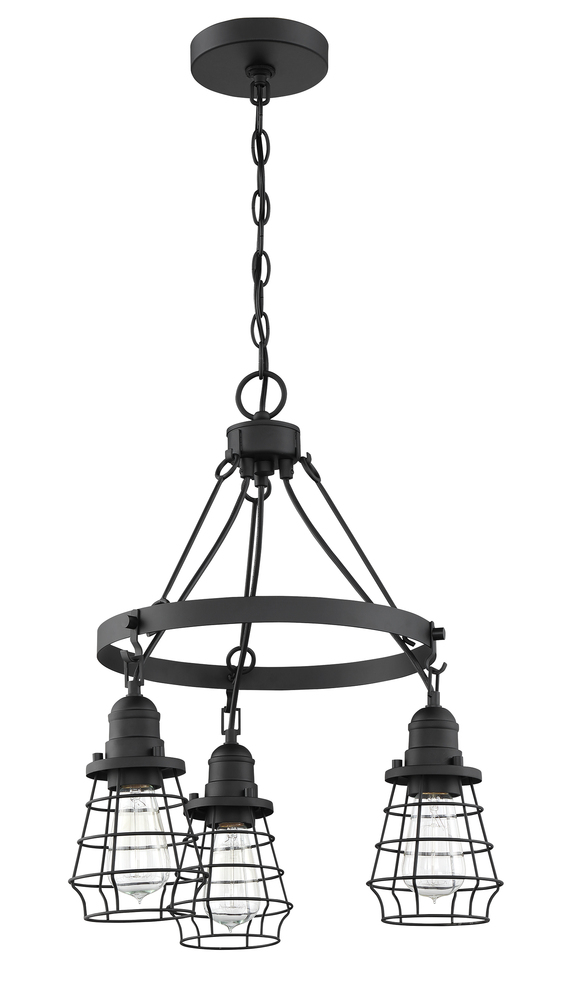 Thatcher 3 Light Down Chandelier in Flat Black