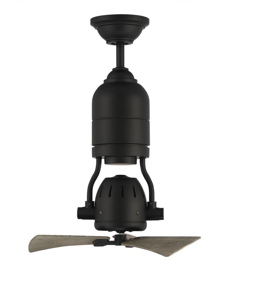 Bellows Uno 18" 3-Blade Indoor/Outdoor (Damp) Ceiling Fan in Flat Black w/ Grey Cedar Blades
