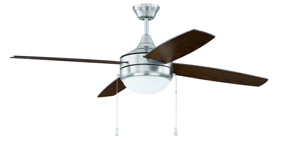 Phaze Energy Star 4 52" 4-Blade Ceiling Fan in Brushed Polished Nickel w/ Walnut/Dark Oak Blades